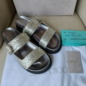 Jimmy Choo | Shoes | Authentic Brand New Jimmy Choo Marga Glittercrystal  Sandals | Poshmark